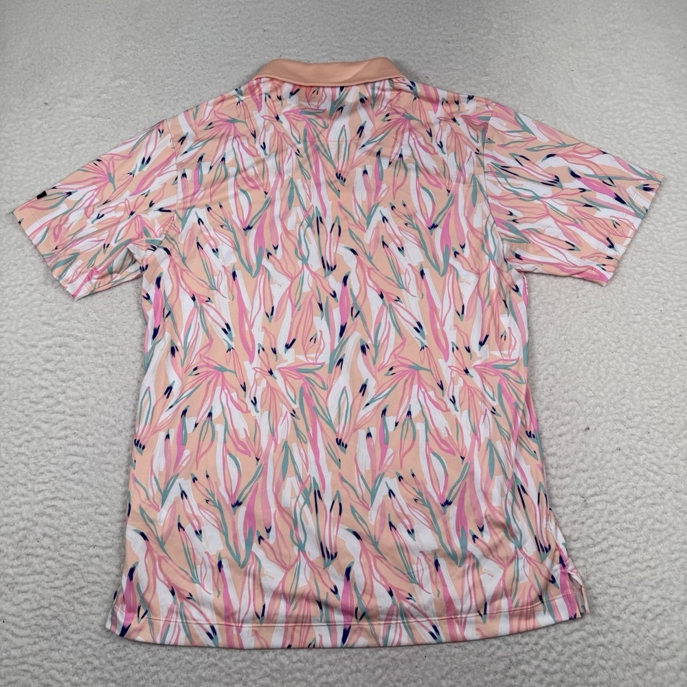 Bad Birdie Polo Shirt Mens M Floral Performance Stretch Golf Polo Lightweight - Picture 4 of 7